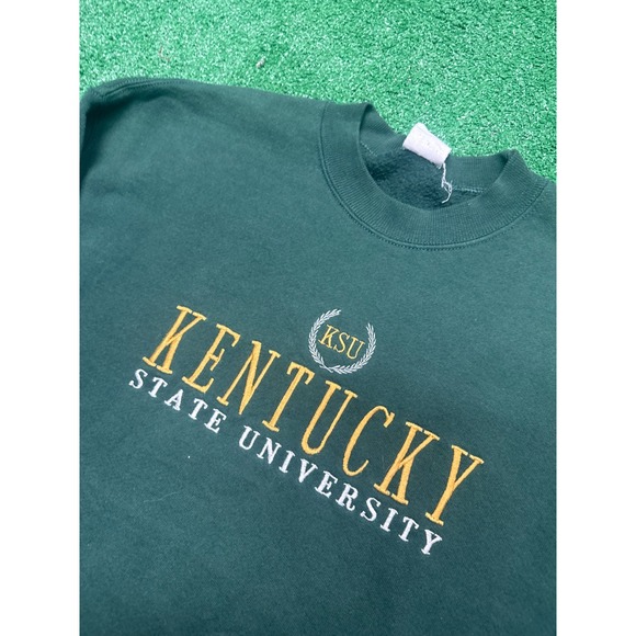 Vintage 90s Kentucky State University embroidered green sweatshirt crewneck - Picture 2 of 7